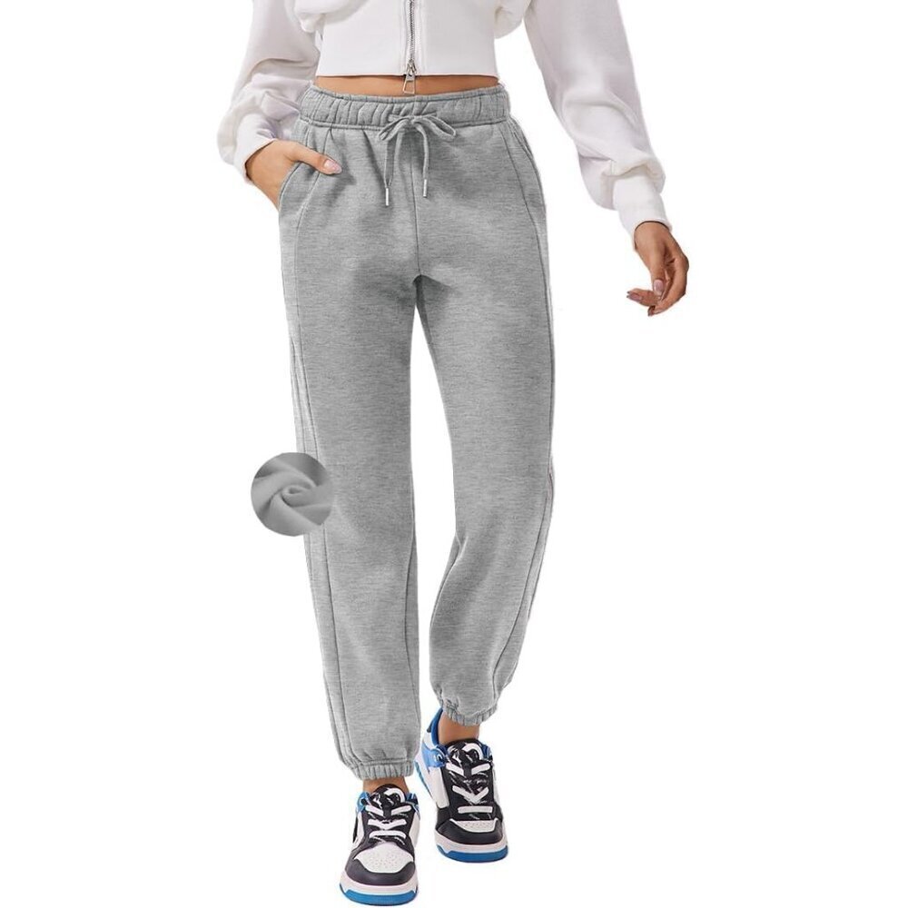 Womens Fleece Sweatpants Cinch Bottom Winter Sweat Pants High Waisted Joggers Pa